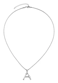 Silver Plated Mixed Stone Crystal Initial Necklace