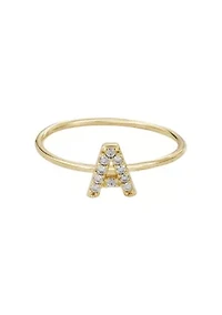 14k Gold Plated CZ Pave Initial Ring