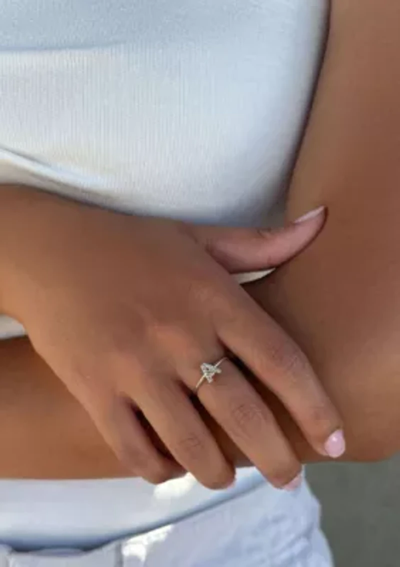 14k Gold Plated CZ Pave Initial Ring