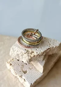 Mixed Metal Connected 4-Piece Ring Stack