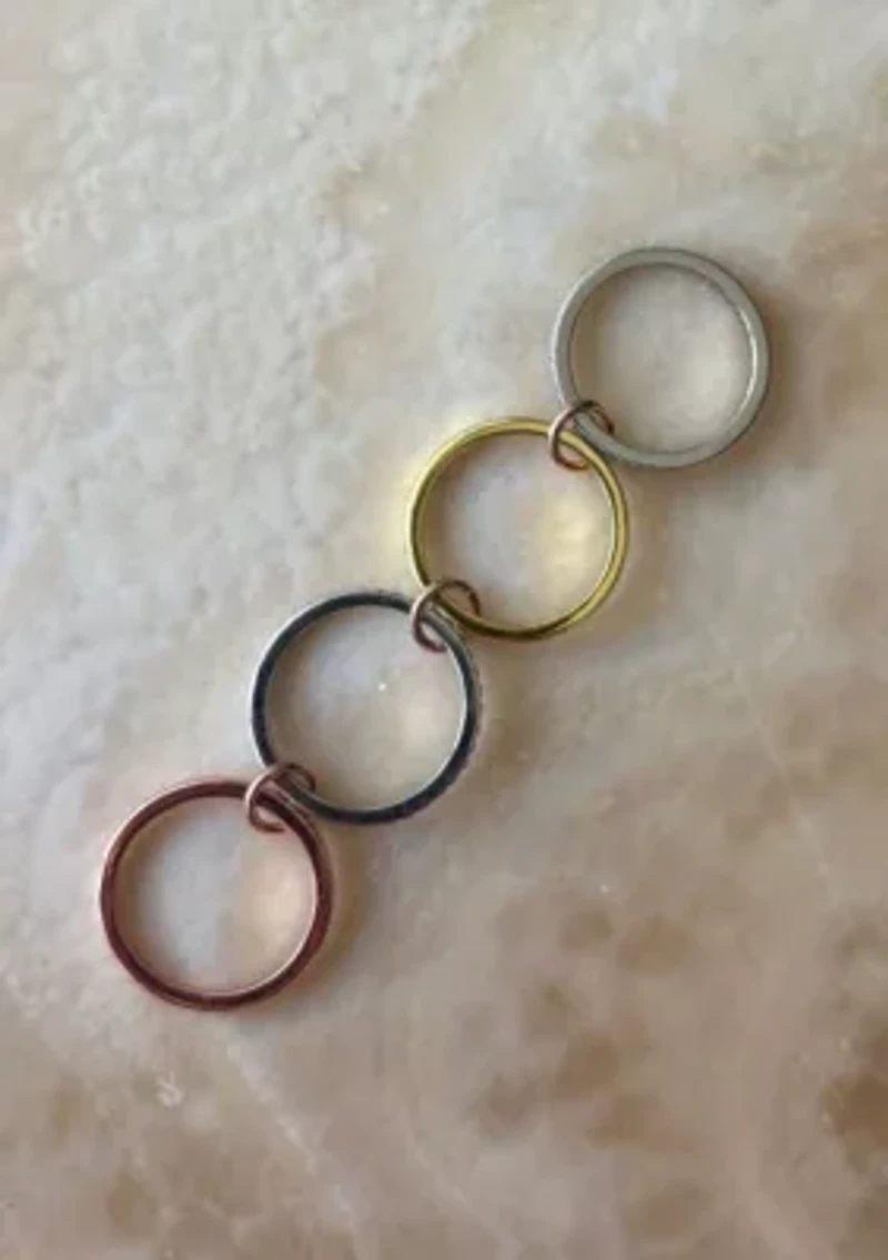 Mixed Metal Connected 4-Piece Ring Stack