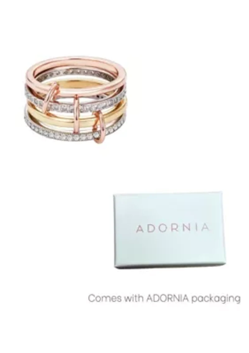 Mixed Metal Connected 4-Piece Ring Stack