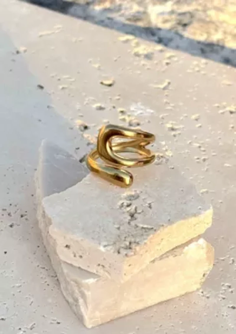 Tarnish Resistant 18k Gold Plated Open Bands Ring