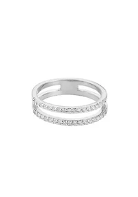 Silver Plated CZ Double Band Ring