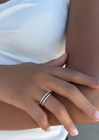 Silver Plated CZ Double Band Ring