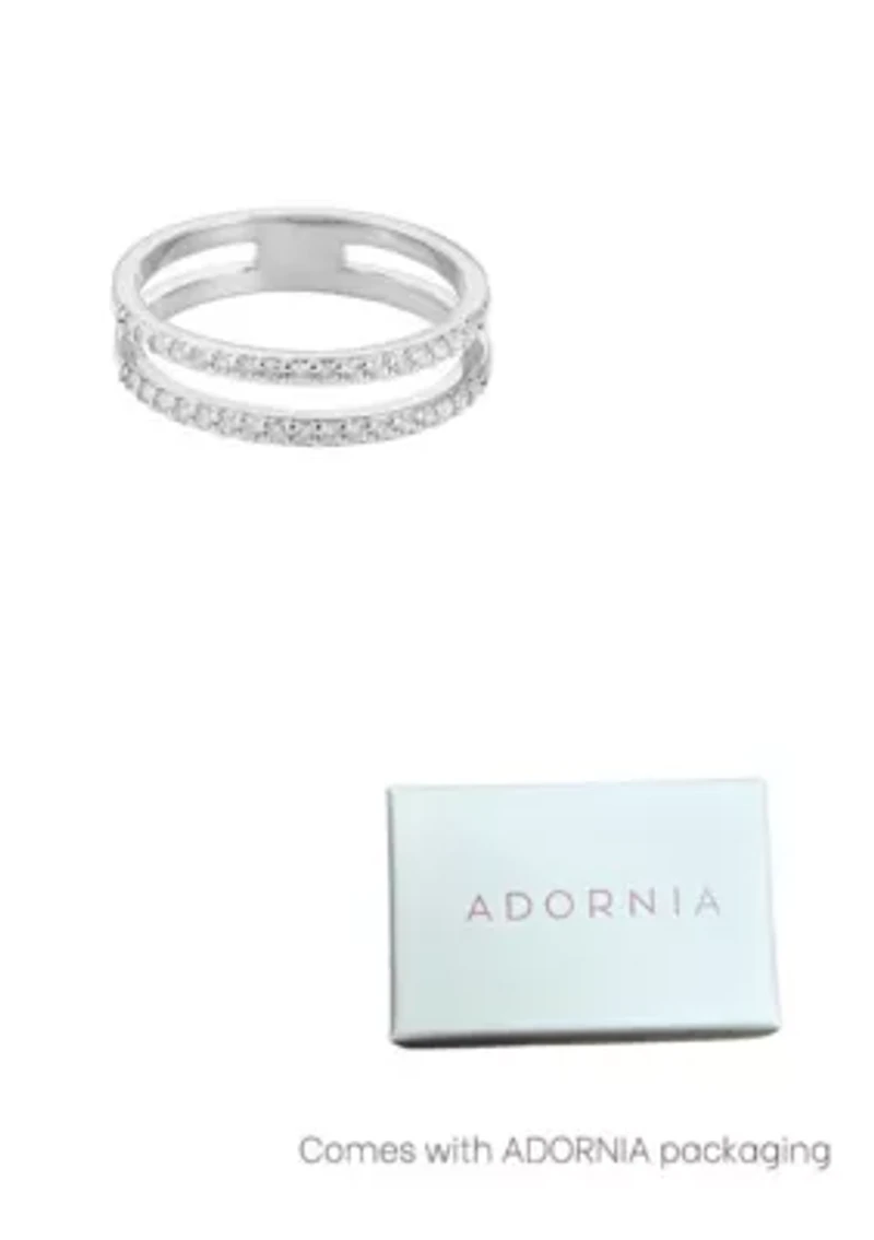 Silver Plated CZ Double Band Ring