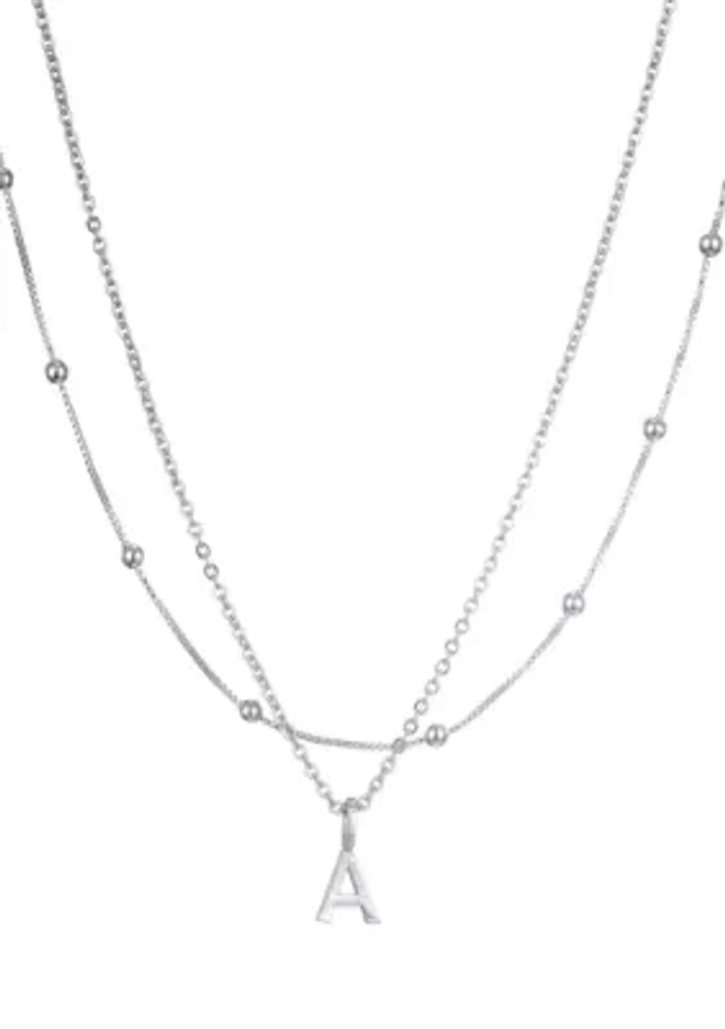Silver Plated Layered Initial Necklace