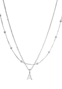 Silver Plated Layered Initial Necklace