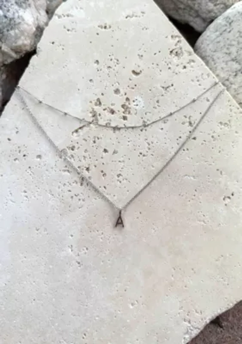 Silver Plated Layered Initial Necklace