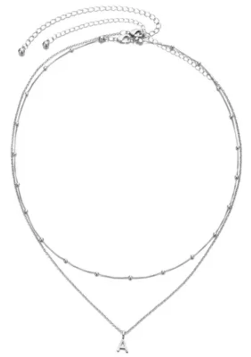 Silver Plated Layered Initial Necklace