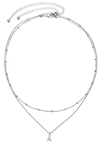 Silver Plated Layered Initial Necklace