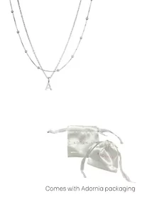 Silver Plated Layered Initial Necklace