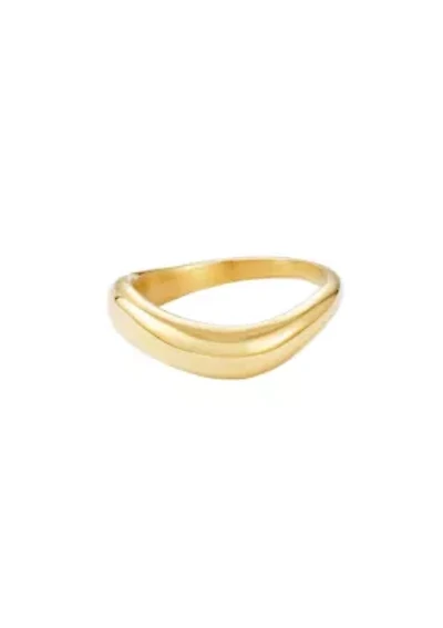 Tarnish Resistant 18k Gold Plated Curved Band