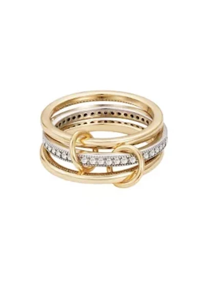 14k Gold and Silver Plated Connected 3-Piece Ring Stack