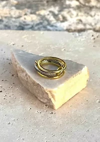 14k Gold and Silver Plated Connected 3-Piece Ring Stack