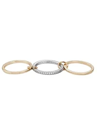 14k Gold and Silver Plated Connected 3-Piece Ring Stack