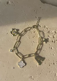 14k Yellow Gold Plated Initial Chunky Charm Bracelet