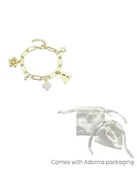 14k Yellow Gold Plated Initial Chunky Charm Bracelet