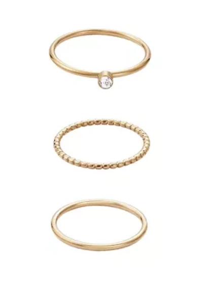 Tarnish Resistant 18k Gold Plated 3-Ring Set
