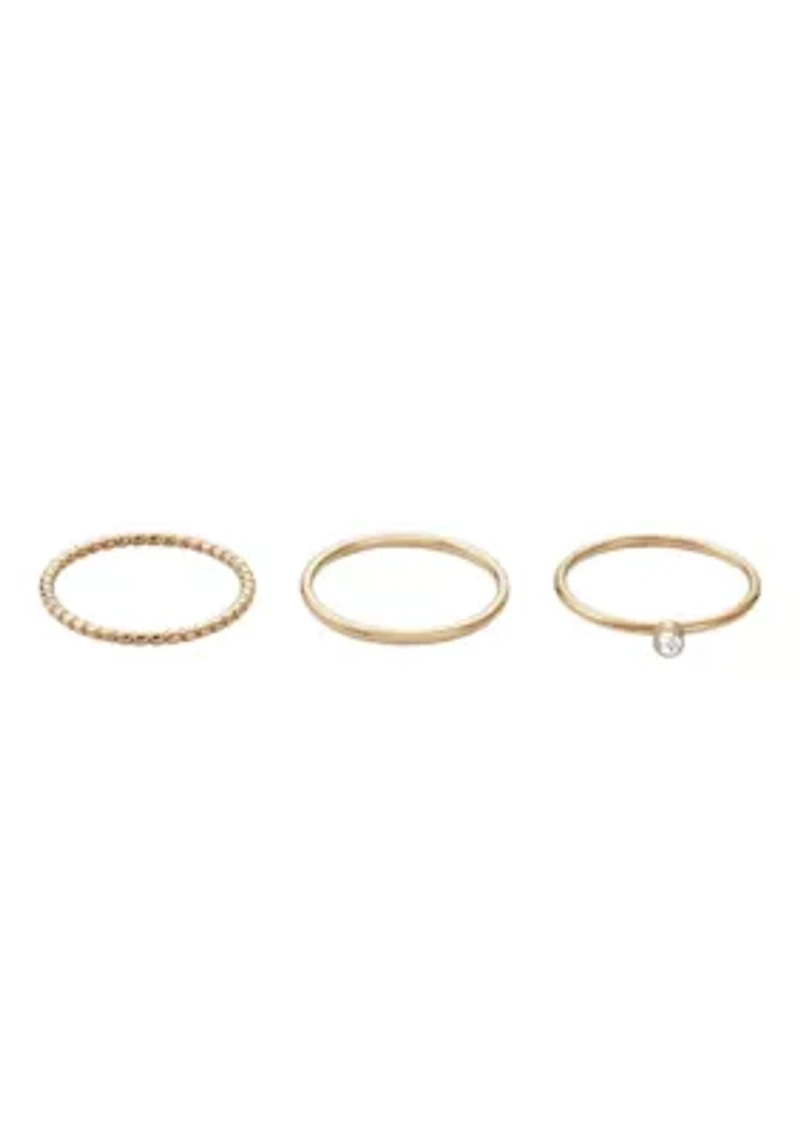 Tarnish Resistant 18k Gold Plated 3-Ring Set