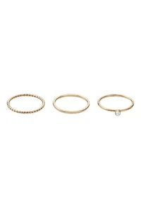 Tarnish Resistant 18k Gold Plated 3-Ring Set