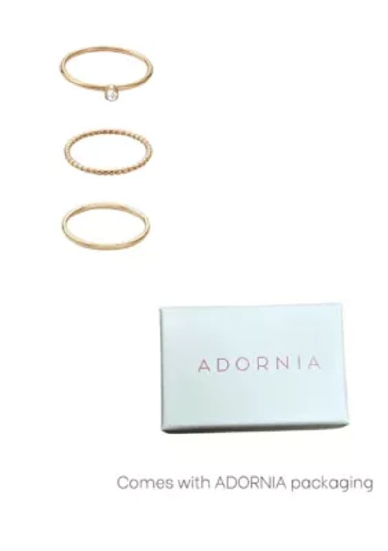 Tarnish Resistant 18k Gold Plated 3-Ring Set
