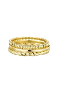 14k Yellow Gold Plated Thin Stacking Band Set