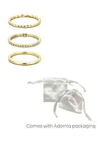 14k Yellow Gold Plated Thin Stacking Band Set