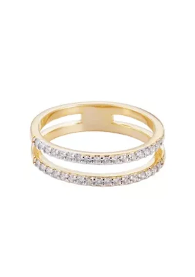 14k Gold Plated CZ Double Band Ring