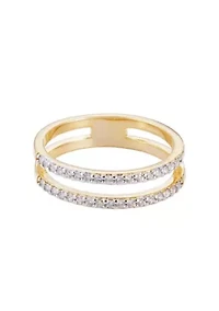 14k Gold Plated CZ Double Band Ring