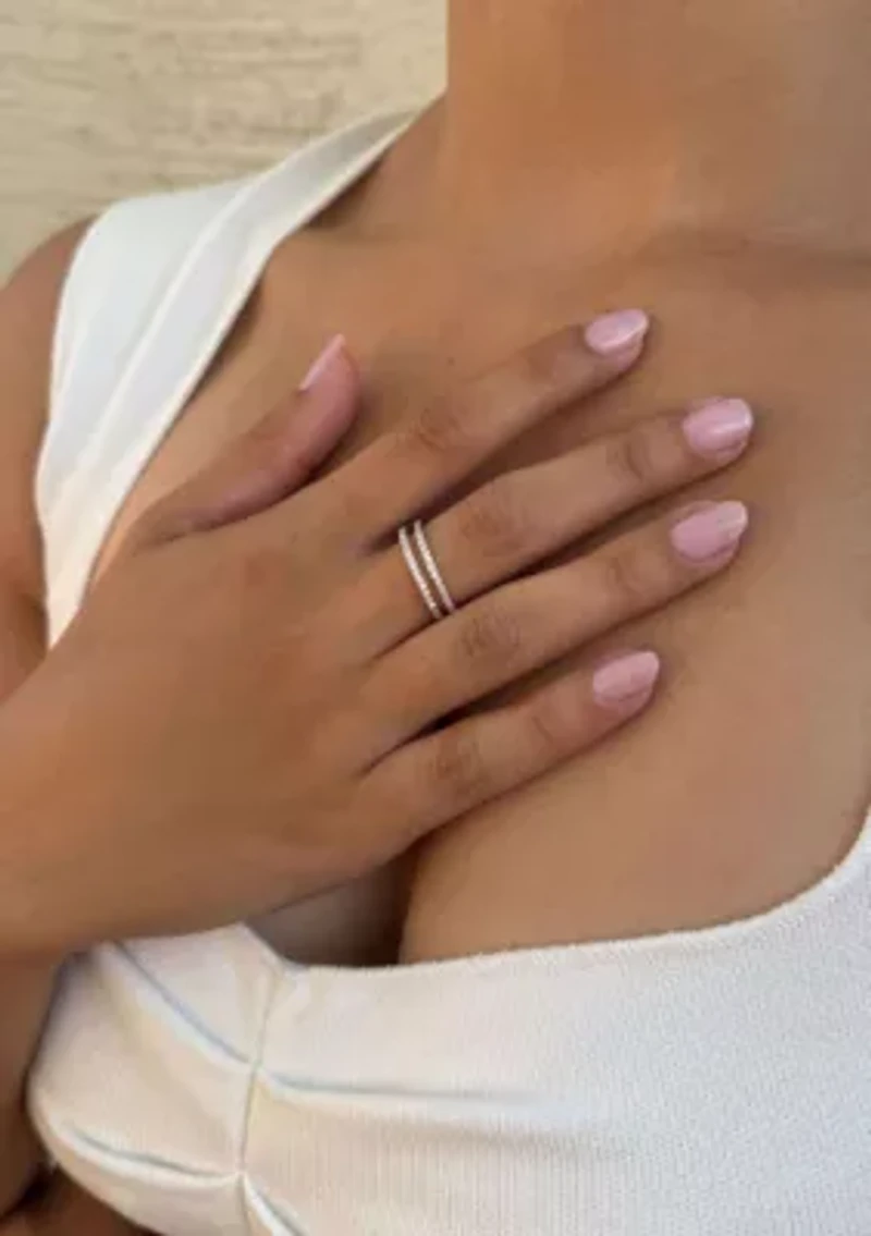 14k Gold Plated CZ Double Band Ring