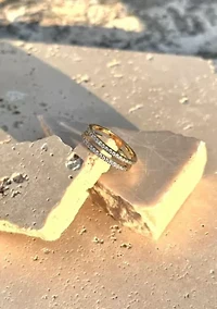 14k Gold Plated CZ Double Band Ring