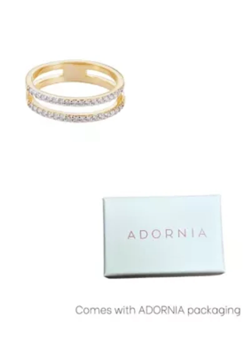 14k Gold Plated CZ Double Band Ring