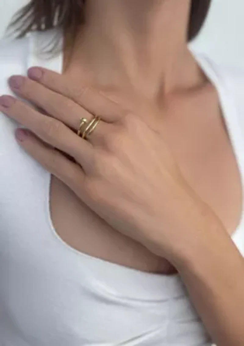 14k Gold Plated Nail Double Wrap Ring
