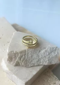 14k Gold Plated Nail Double Wrap Ring