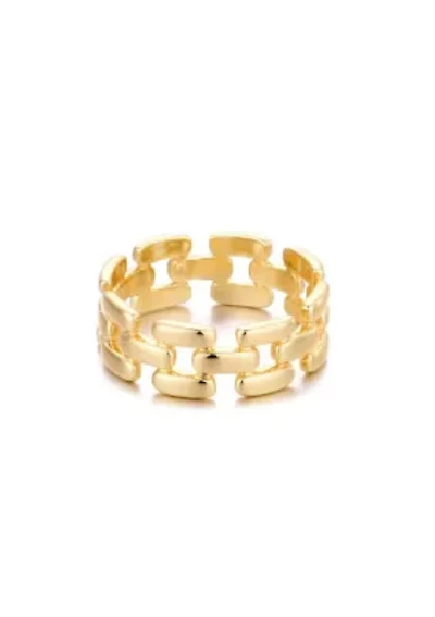14k Gold Plated Grid Pattern Band
