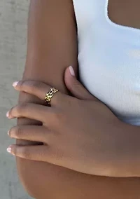 14k Gold Plated Grid Pattern Band