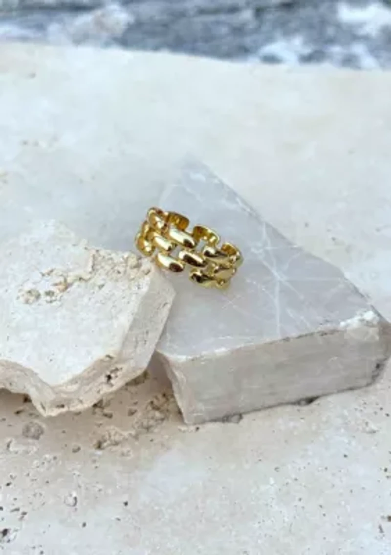 14k Gold Plated Grid Pattern Band