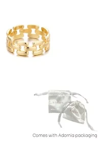 14k Gold Plated Grid Pattern Band