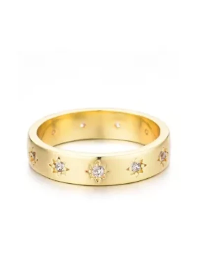 14k Gold Plated Stars Band Ring