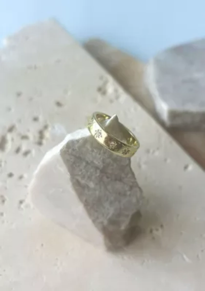 14k Gold Plated Stars Band Ring