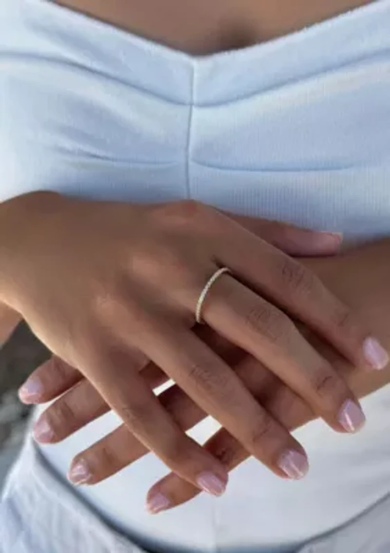 14k Gold Vermeil .925 Sterling Silver CZ Eternity Band Ring