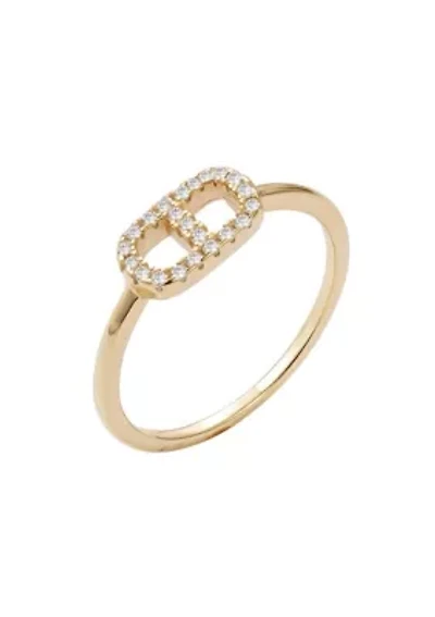 14k Gold Vermeil .925 Sterling Silver CZ Mariner Link Ring