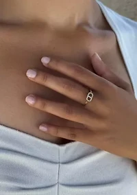 14k Gold Vermeil .925 Sterling Silver CZ Mariner Link Ring