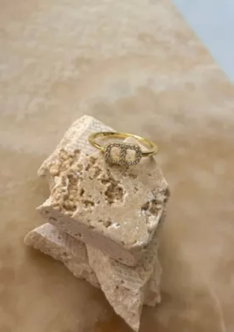 14k Gold Vermeil .925 Sterling Silver CZ Mariner Link Ring