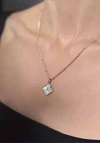 14k Gold Plated Mother-of-Pearl Initial Clover Necklace