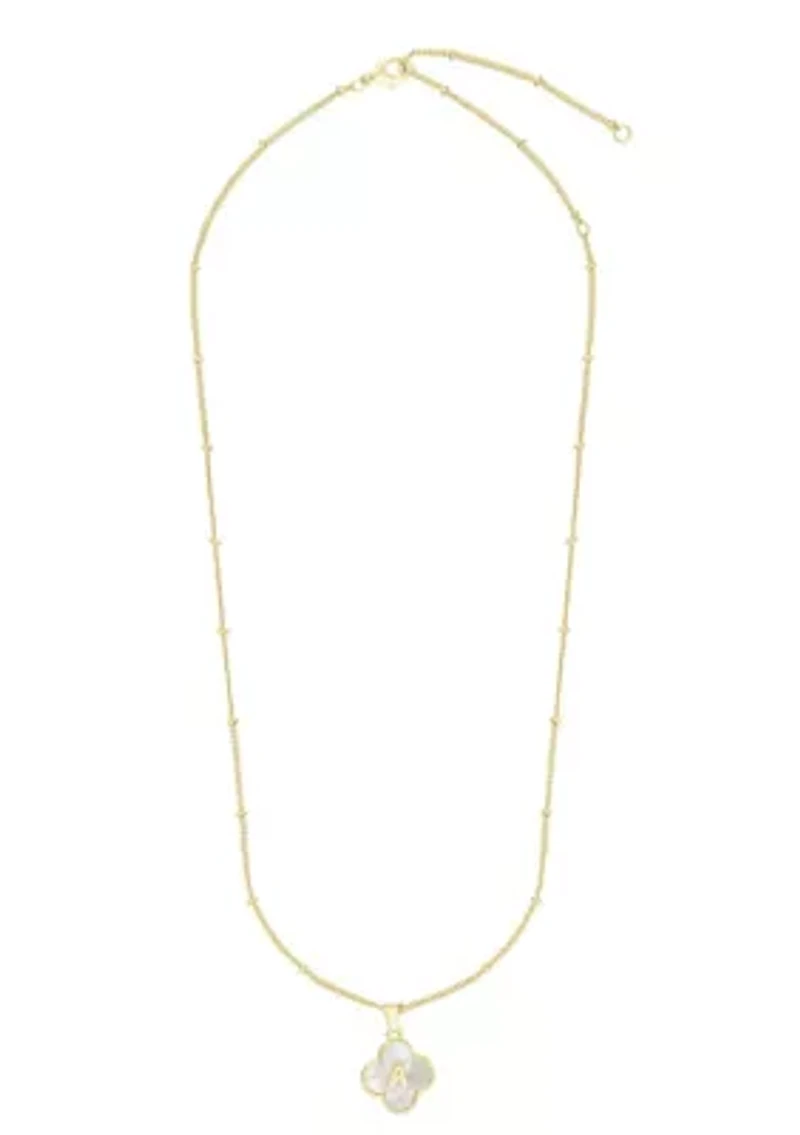 14k Gold Plated Mother-of-Pearl Initial Clover Necklace