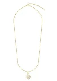 14k Gold Plated Mother-of-Pearl Initial Clover Necklace
