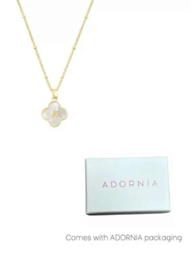 14k Gold Plated Mother-of-Pearl Initial Clover Necklace