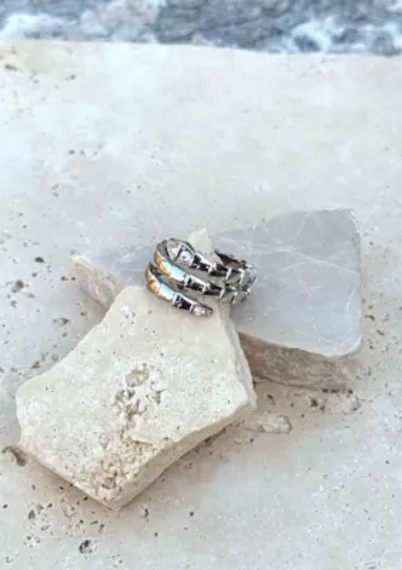 Silver Plated Snake Double Wrap Ring